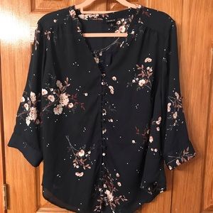 Torrid Button Floral Blouse